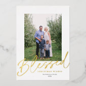 Moderne kerstfoto zonder geloof Gold Folie Feestdagenkaart (Voorkant)