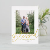 Moderne kerstfoto zonder geloof Gold Folie Feestdagenkaart (Staand Voorkant)