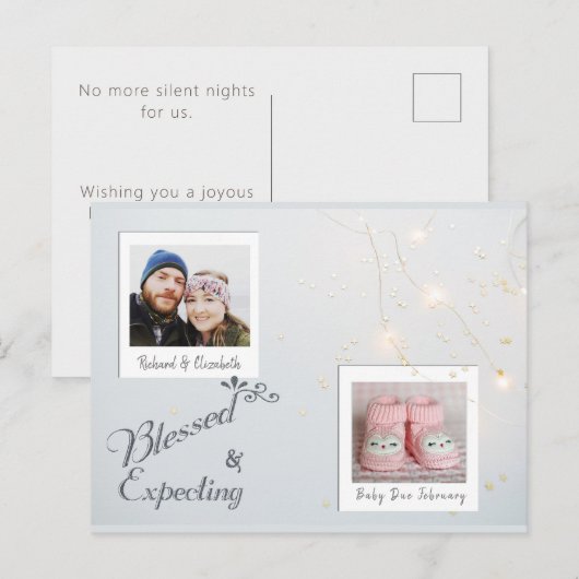 Moderne kerstfoto Zwangerschap Aankondiging (Voorkant / Achterkant)