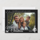 Moderne Kerstfoto Zwart Vakantie Kaart (Voorkant)