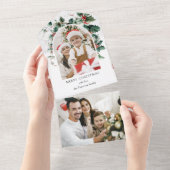 Moderne Kerstfotoboog w / Holly All In One Uitnodiging (Afscheurbaar)