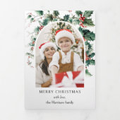 Moderne Kerstfotoboog w / Holly Drieluik Kaart (Cover)