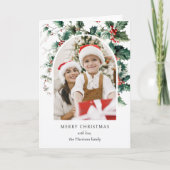 Moderne Kerstfotoboog w / Holly Kaart (Voorkant)