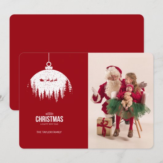 Moderne kerstfotofeestkaart feestdagenkaart (Voorkant / Achterkant)