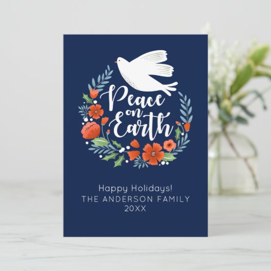 Moderne kerstfotofeestkaart feestdagenkaart (Staand voorkant)