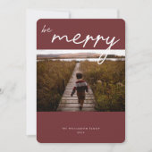 Moderne kerstfotofeestkaart met kalligrafie feestdagenkaart (Voorkant)