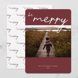 Moderne kerstfotofeestkaart met kalligrafie feestdagenkaart