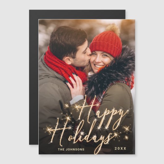 Moderne kerstfotoholiday Magnetic Card (Voorkant / Achterkant)