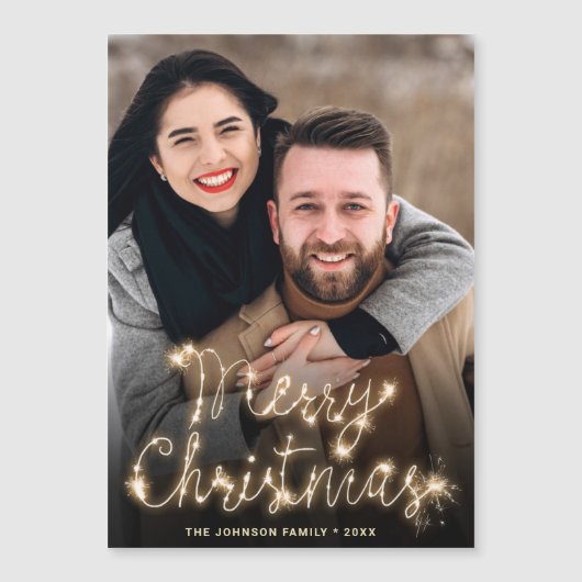 Moderne kerstfotoholiday Magnetic Card (Voorkant)