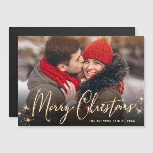 Moderne kerstfotoholiday Magnetic Card (Voorkant / Achterkant)