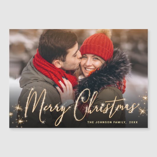 Moderne kerstfotoholiday Magnetic Card (Voorkant)