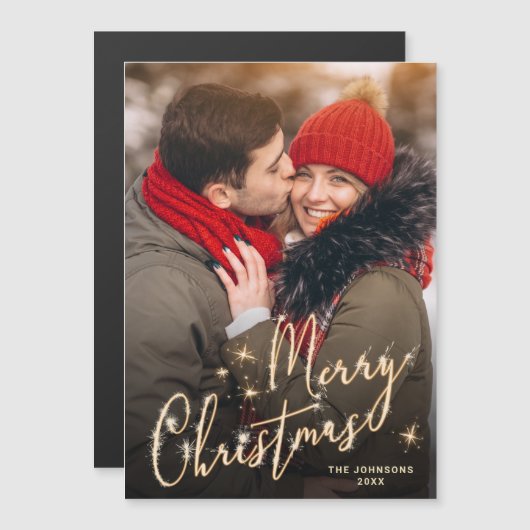 Moderne kerstfotoholiday Magnetic Card (Voorkant / Achterkant)