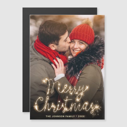 Moderne kerstfotoholiday Magnetic Card (Voorkant / Achterkant)
