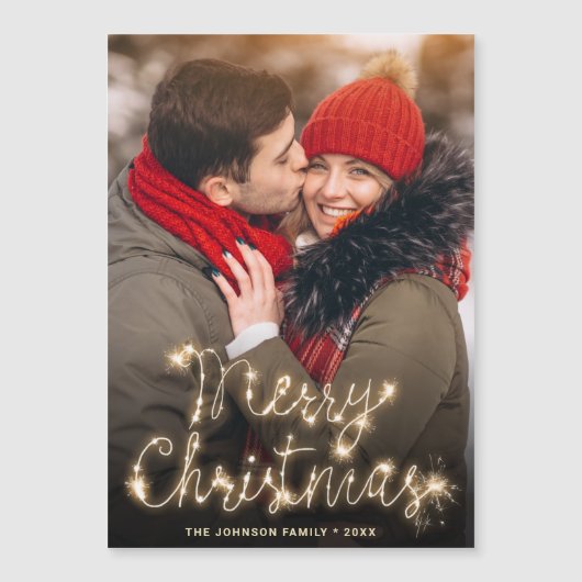 Moderne kerstfotoholiday Magnetic Card (Voorkant)