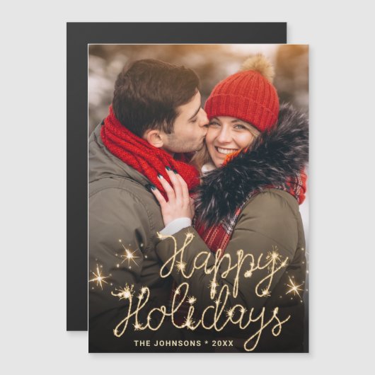 Moderne kerstfotoholiday Magnetic Card (Voorkant / Achterkant)
