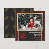 Moderne kerstfotokaart Fun Winter Cozy Vibes Feestdagenkaart (Voorkant / Achterkant)