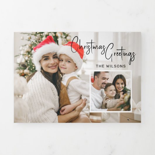 Moderne kerstfotokaart met instapmodel drieluik wenskaart (Cover)