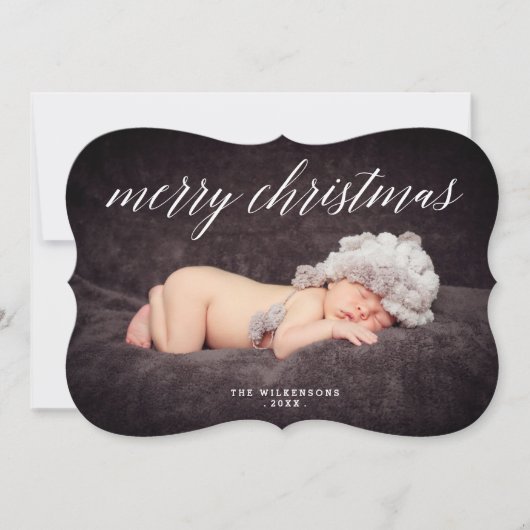 Moderne kerstfotokaart voor Merry Feestdagenkaart (Voorkant)