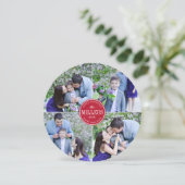 Moderne kerstfotokaart voor Merry | Ronde Kaart (Staand voorkant)