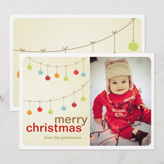 Moderne kerstfotokaart voor sierdoeleinden feestdagenkaart (Voorkant / Achterkant)