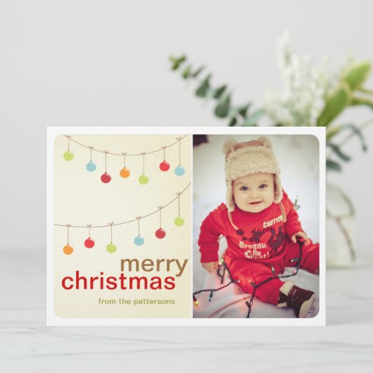 Moderne kerstfotokaart voor sierdoeleinden feestdagenkaart (Staand voorkant)