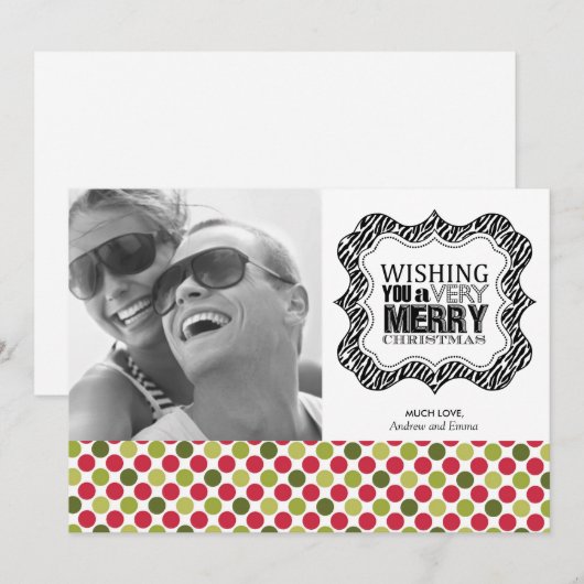Moderne kerstfotokaarten feestdagenkaart (Voorkant / Achterkant)