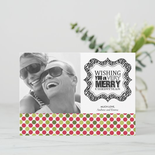 Moderne kerstfotokaarten feestdagenkaart (Staand voorkant)