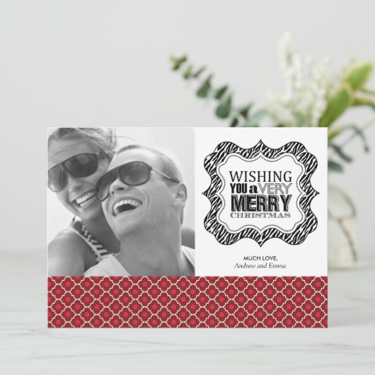 Moderne kerstfotokaarten feestdagenkaart (Staand voorkant)