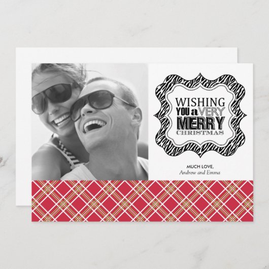 Moderne kerstfotokaarten feestdagenkaart (Voorkant / Achterkant)