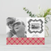 Moderne kerstfotokaarten feestdagenkaart (Staand voorkant)