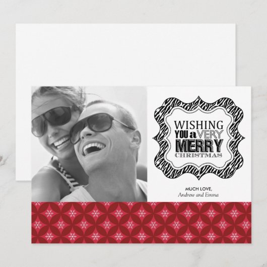 Moderne kerstfotokaarten feestdagenkaart (Voorkant / Achterkant)