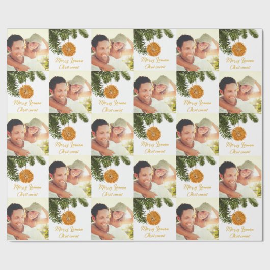 Moderne kerstfotopatroonplaat cadeaupapier (Vlak)