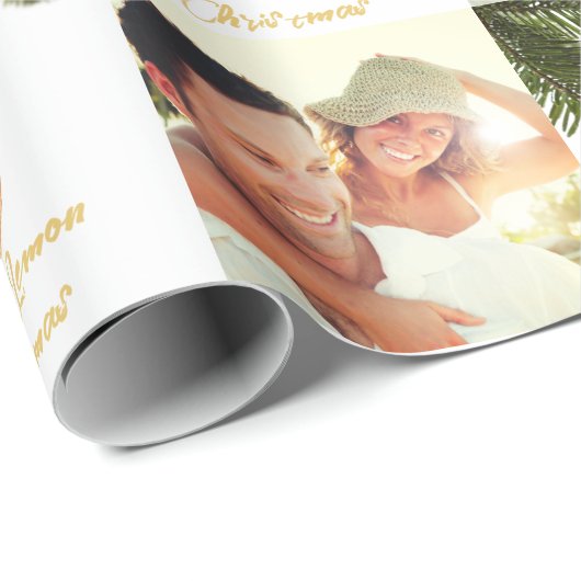 Moderne kerstfotopatroonplaat cadeaupapier (Rol Hoek)