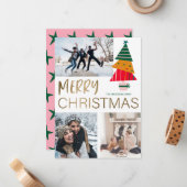 Moderne kerstfoto's en -boom notitiekaartje (Voorkant / Achterkant in situ)