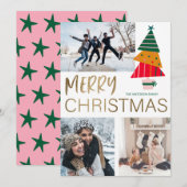 Moderne kerstfoto's en -boom notitiekaartje (Voorkant / Achterkant)