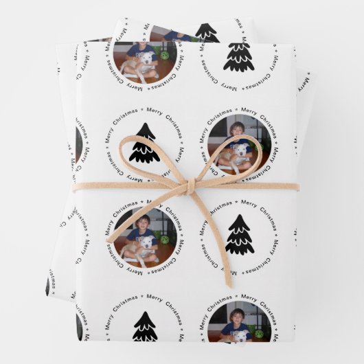 Moderne kerstfoto's inpakpapier vel (In situ)