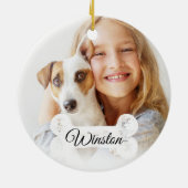 Moderne kerstfoto's met hond Bone Three Photo Coll Keramisch Ornament (Achterkant)