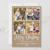 Moderne kerstfoto's met kalligrafie 4 feestdagenkaart (Voorkant)