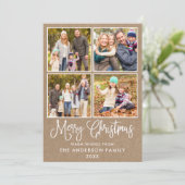 Moderne kerstfoto's met kalligrafie 4 feestdagenkaart (Staand voorkant)