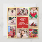 Moderne kerstfoto's met rood en gouden droog feestdagenkaart (Voorkant)