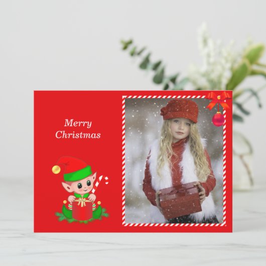 Moderne kerstfoto's op rood (Staand voorkant)