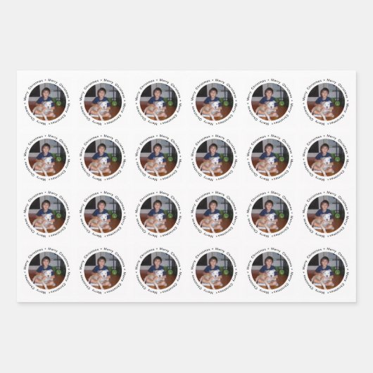 Moderne kerstfoto's rendierpatroon inpakpapier vel (Voorkant 3)