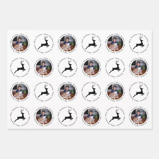 Moderne kerstfoto's rendierpatroon inpakpapier vel (Voorkant)