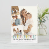 Moderne kerstfoto's voor 'GELOVEN' Feestdagenkaart (Staand voorkant)