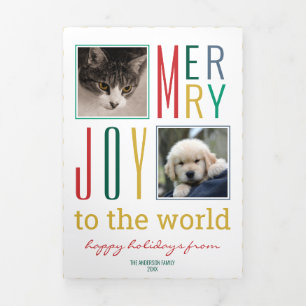 Moderne  kerstfoto's voor kerstmis drieluik wenskaart