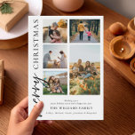Moderne kerstfoto's voor Merry Collage Feestdagenkaart<br><div class="desc">vrolijk kerstfeest! Stuur uw warme wensen naar vrienden en familie dit vakantieseizoen met een aanpasbare fotocollage kerstkaart met eenvoudige moderne typografie. Personaliseer door uw aangepaste foto's,  namen,  jaar en andere details toe te voegen. Deze minimale kerstkaart is verkrijgbaar in andere kleuren en karton.</div>