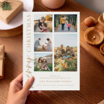 Moderne kerstfoto's voor Merry Collage Feestdagenkaart<br><div class="desc">vrolijk kerstfeest! Stuur uw warme wensen naar vrienden en familie dit vakantieseizoen met een aanpasbare fotocollage kerstkaart met eenvoudige moderne typografie. Personaliseer door uw aangepaste foto's,  namen,  jaar en andere details toe te voegen. Deze minimale kerstkaart is verkrijgbaar in andere kleuren en karton.</div>