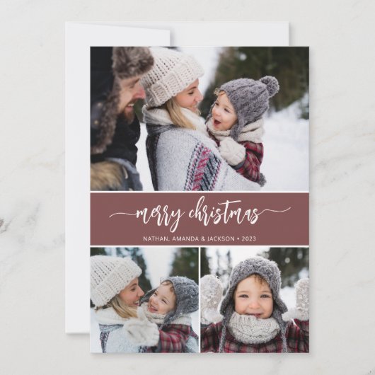 Moderne kerstfoto's voor Merry Collage Feestdagenkaart (Voorkant)