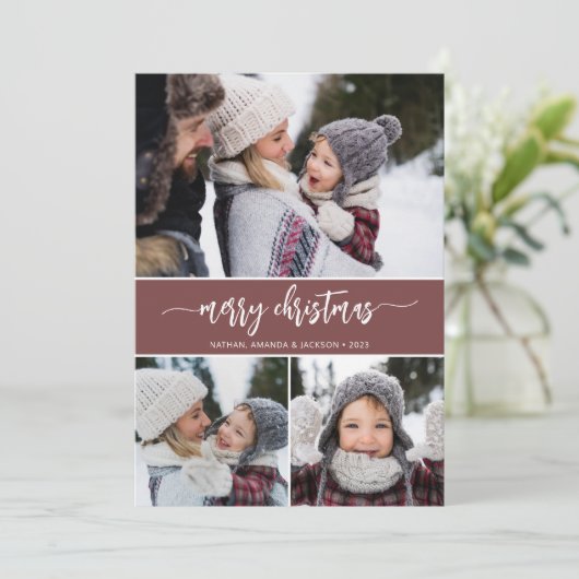 Moderne kerstfoto's voor Merry Collage Feestdagenkaart (Staand voorkant)