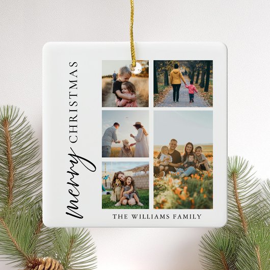 Moderne kerstfoto's voor Merry Collage Keramisch Ornament